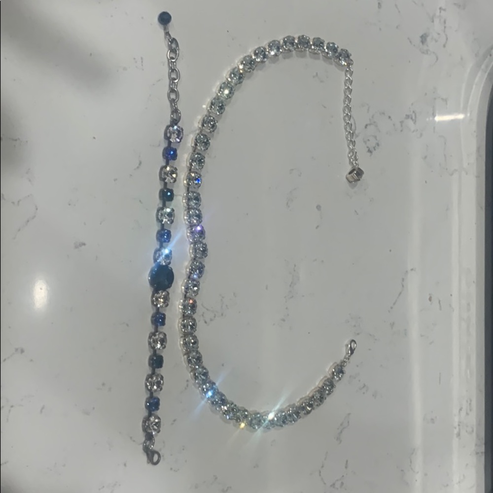 Crystal choker and crystal and blue bracelet